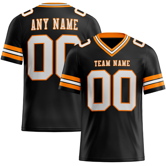 Custom Black White-Bay Orange Mesh Authentic Football Jersey Limited