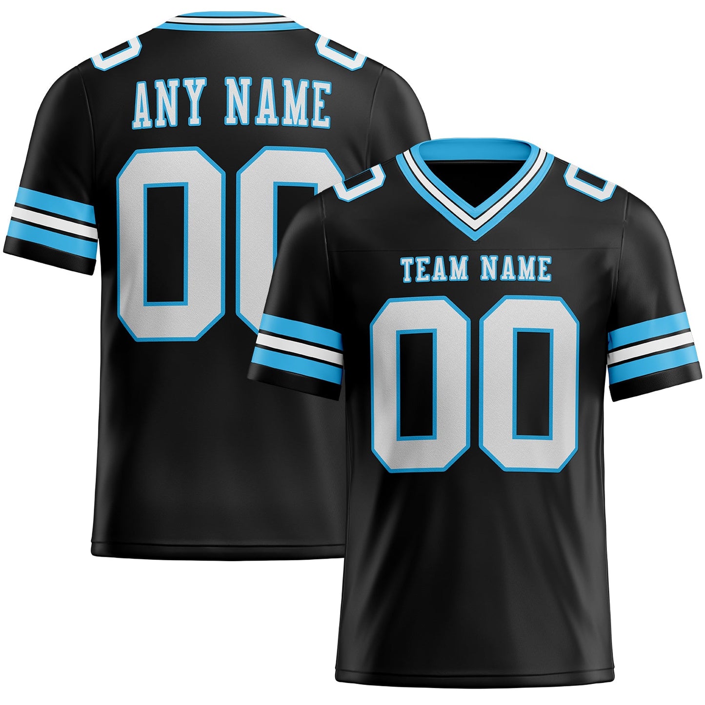 Custom Black White-Sky Blue Mesh Authentic Football Jersey Limited