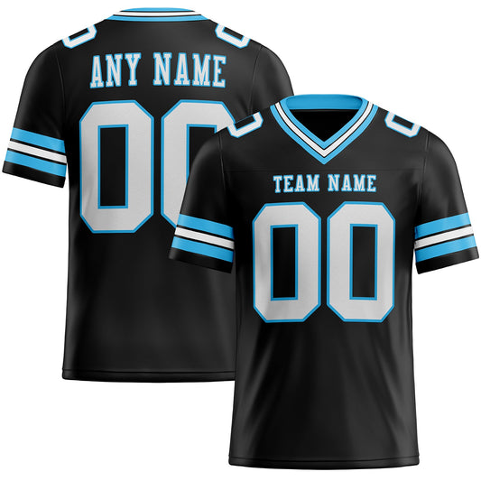 Custom Black White-Sky Blue Mesh Authentic Football Jersey Limited