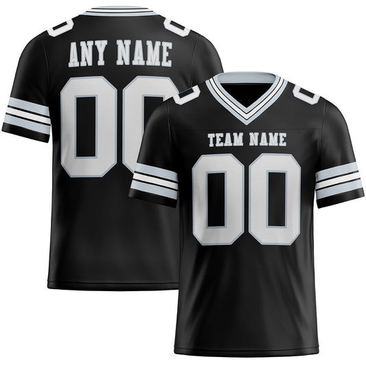 Custom Black White-Silver Mesh Authentic Football Jersey Limited