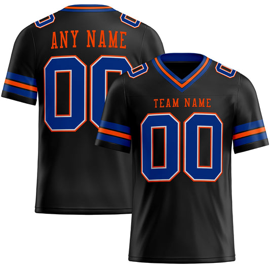 Custom Black Royal-Orange Mesh Authentic Football Jersey Limited