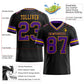 Custom Black Purple-Gold Mesh Authentic Football Jersey Limited