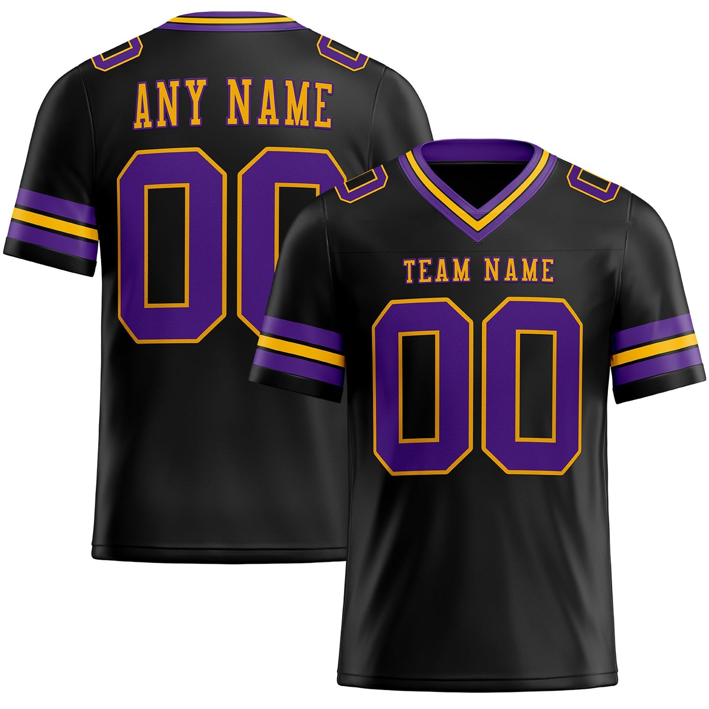 Custom Black Purple-Gold Mesh Authentic Football Jersey Limited