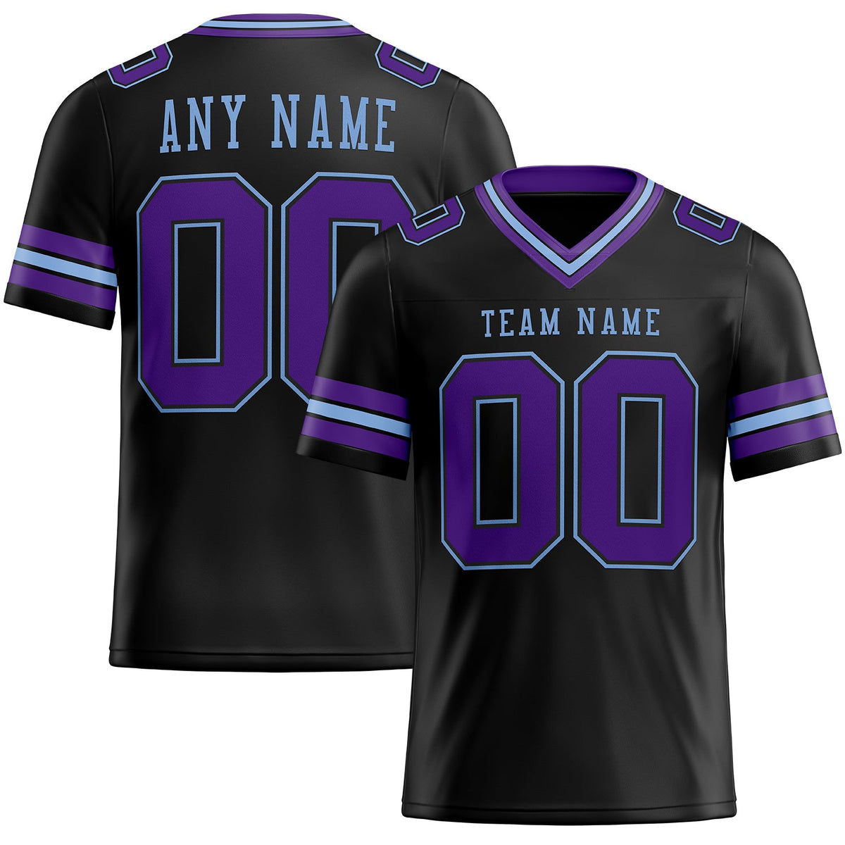 Custom Black Purple-Light Blue Mesh Authentic Football Jersey Limited