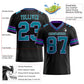 Custom Black Teal-Purple Mesh Authentic Football Jersey Limited