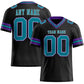 Custom Black Teal-Purple Mesh Authentic Football Jersey Limited