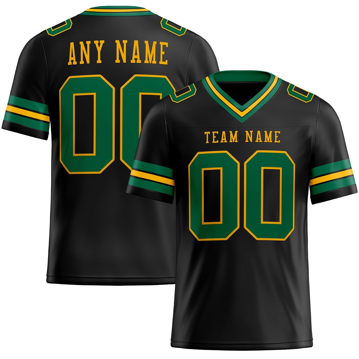 Custom Black Kelly Green-Gold Mesh Authentic Football Jersey Limited