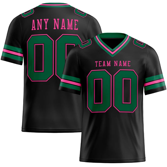 Custom Black Kelly Green-Pink Mesh Authentic Football Jersey Limited