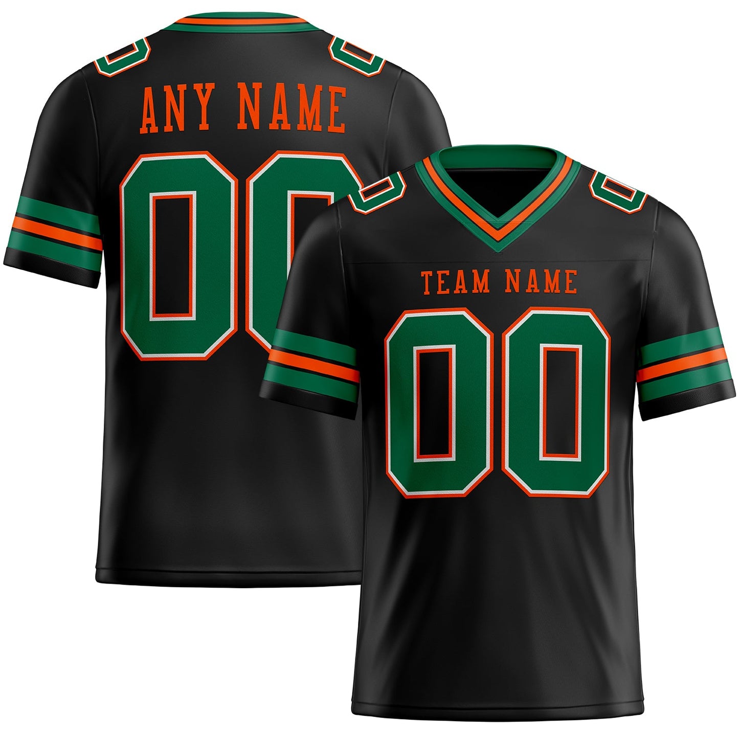 Custom Black Kelly Green-Orange Mesh Authentic Football Jersey Limited