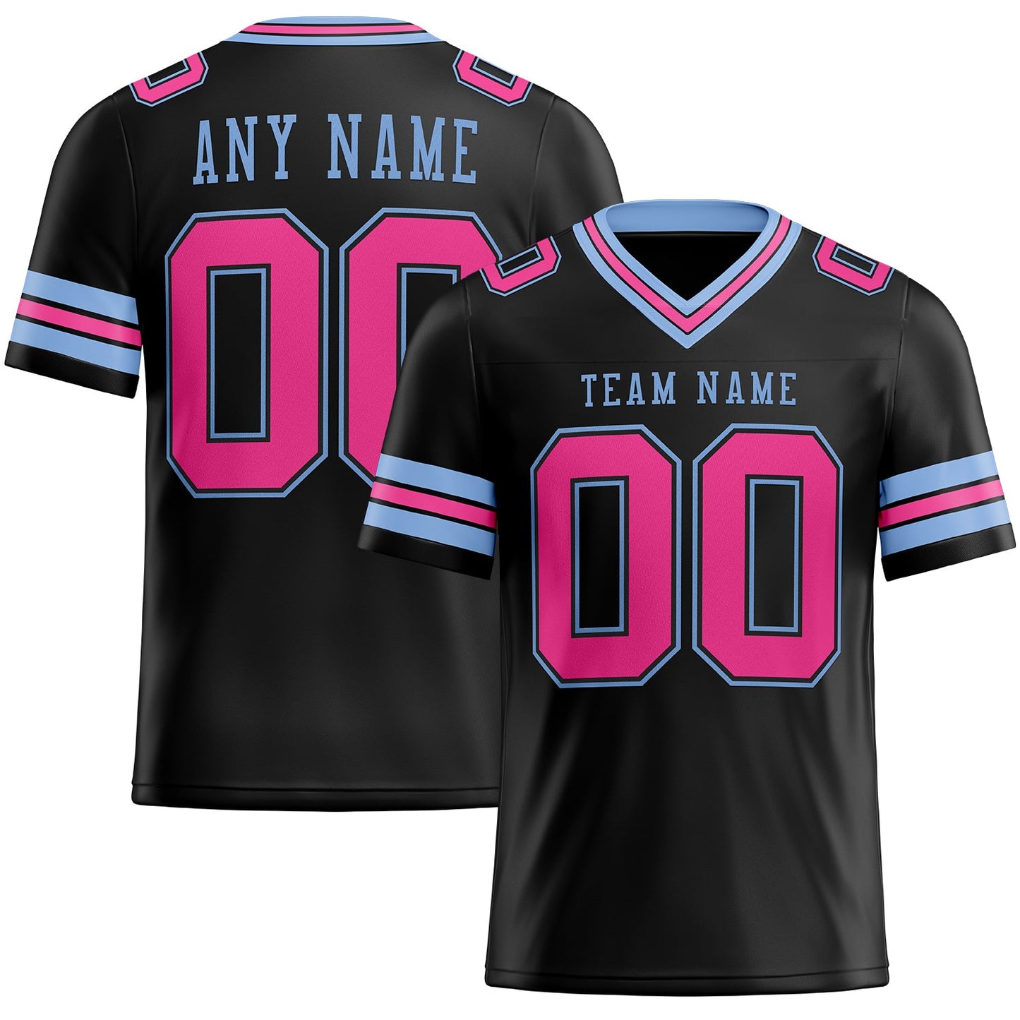 Custom Black Pink-Light Blue Mesh Authentic Football Jersey Limited