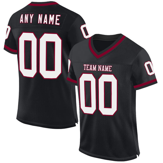 Custom Black White-Maroon Mesh Authentic Throwback Football Jersey Limited