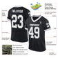 Custom Black White-Gray Mesh Authentic Throwback Football Jersey Limited
