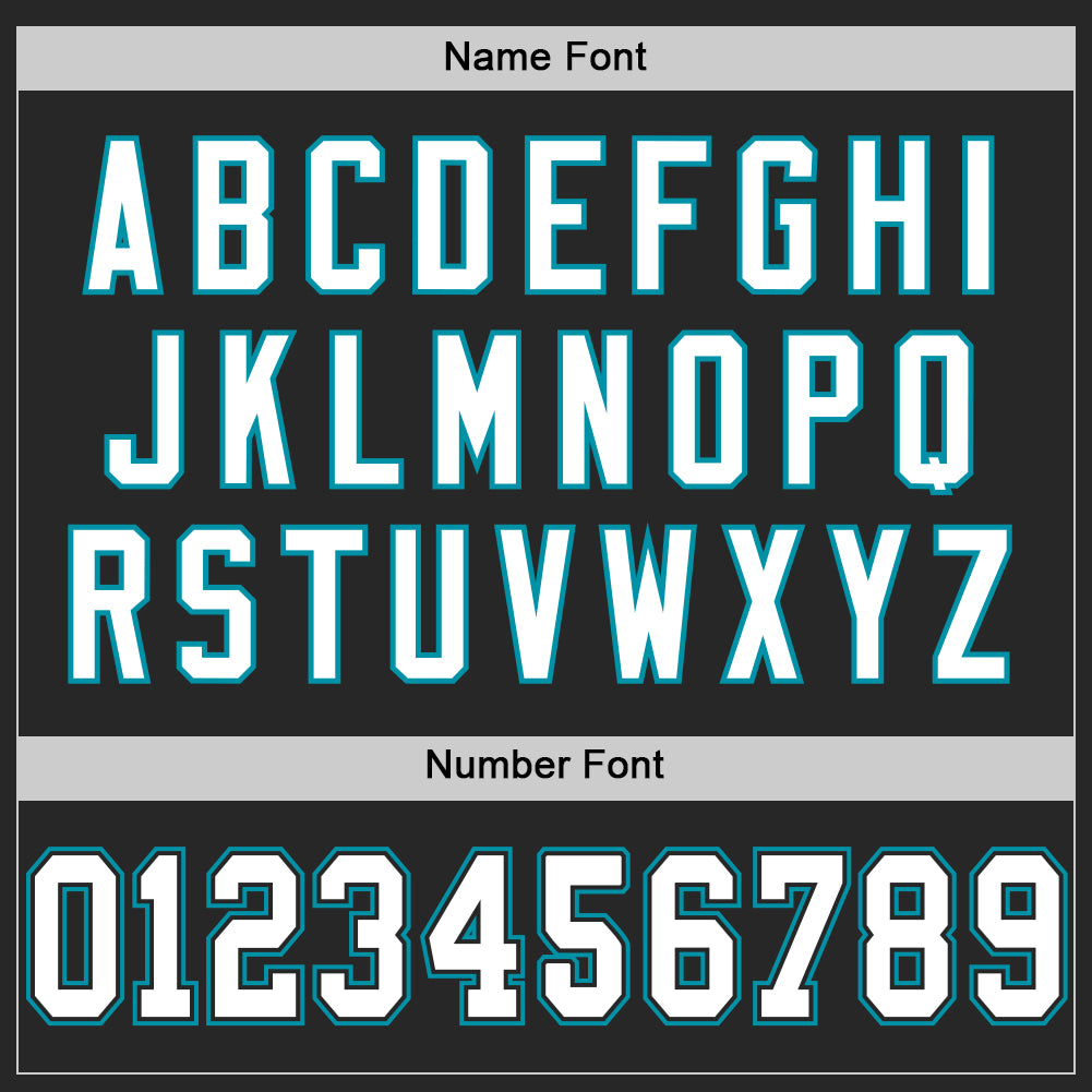 Custom Black White-Teal Mesh Authentic Throwback Football Jersey Limited