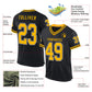 Custom Black Gold-White Mesh Authentic Throwback Football Jersey Limited