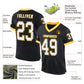 Custom Black White-Gold Mesh Authentic Throwback Football Jersey Limited