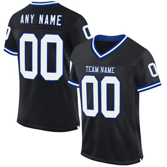 Custom Black White-Royal Mesh Authentic Throwback Football Jersey Limited