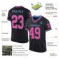 Custom Black Pink-Light Blue Mesh Authentic Throwback Football Jersey Limited