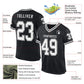 Custom Black White Mesh Authentic Throwback Football Jersey Limited