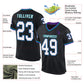 Custom Black Purple-Teal Mesh Authentic Throwback Football Jersey Limited