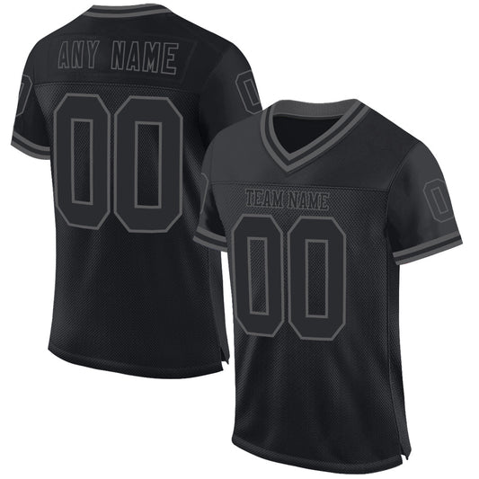 Custom Black Steel Gray Mesh Authentic Throwback Football Jersey Limited