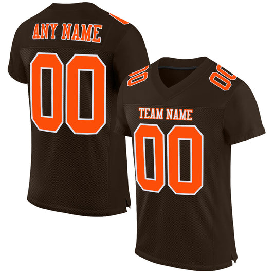 Custom Brown Orange-White Mesh Authentic Football Jersey Limited