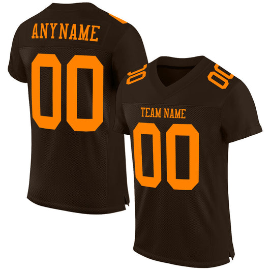 Custom Brown Bay Orange Mesh Authentic Football Jersey Limited