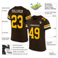 Custom Brown Gold-Cream Mesh Authentic Football Jersey Limited