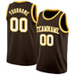 Custom Brown White-Gold Authentic Basketball Jersey