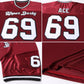 Custom Burgundy White-Black Mesh Authentic Throwback Football Jersey Limited