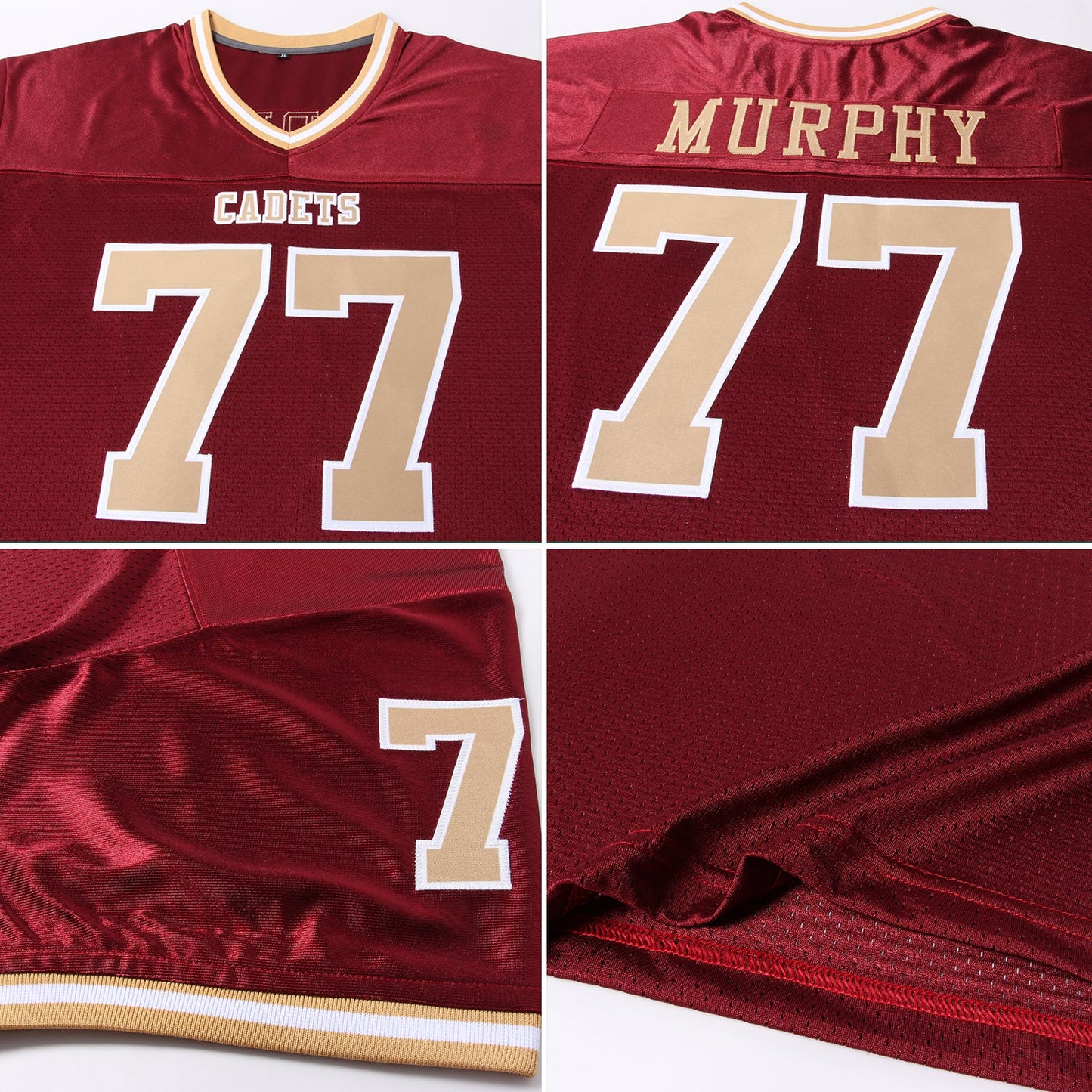 Custom Burgundy Old Gold-White Mesh Authentic Throwback Football Jersey Limited