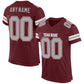Custom Burgundy Gray-White Mesh Authentic Football Jersey Limited