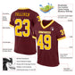 Custom Burgundy Gold-White Mesh Authentic Throwback Football Jersey Limited