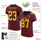 Custom Burgundy Gold-Navy Mesh Authentic Football Jersey Limited