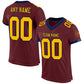 Custom Burgundy Gold-Navy Mesh Authentic Football Jersey Limited