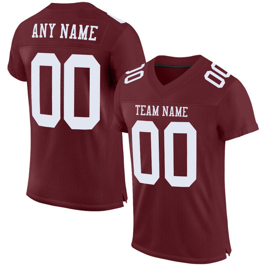 Custom Burgundy White Mesh Authentic Football Jersey Limited