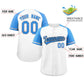 Custom White Light Blue-Black Raglan Sleeves Authentic Baseball Jersey Limited