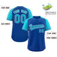 Custom Royal Power Blue Raglan Sleeves Authentic Baseball Jersey Limited