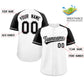 Custom White Black-White Raglan Sleeves Authentic Baseball Jersey Limited