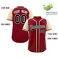 Custom Crimson Black-White Raglan Sleeves Authentic Baseball Jersey Limited