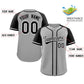 Custom Gray Black-White Raglan Sleeves Authentic Baseball Jersey Limited