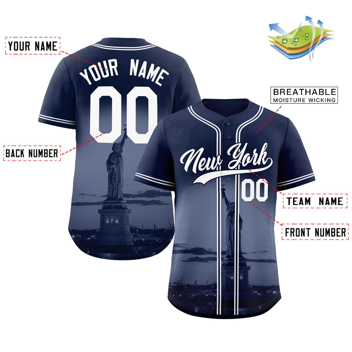 Custom Navy White-Navy New York City Connect Baseball Jersey Limited