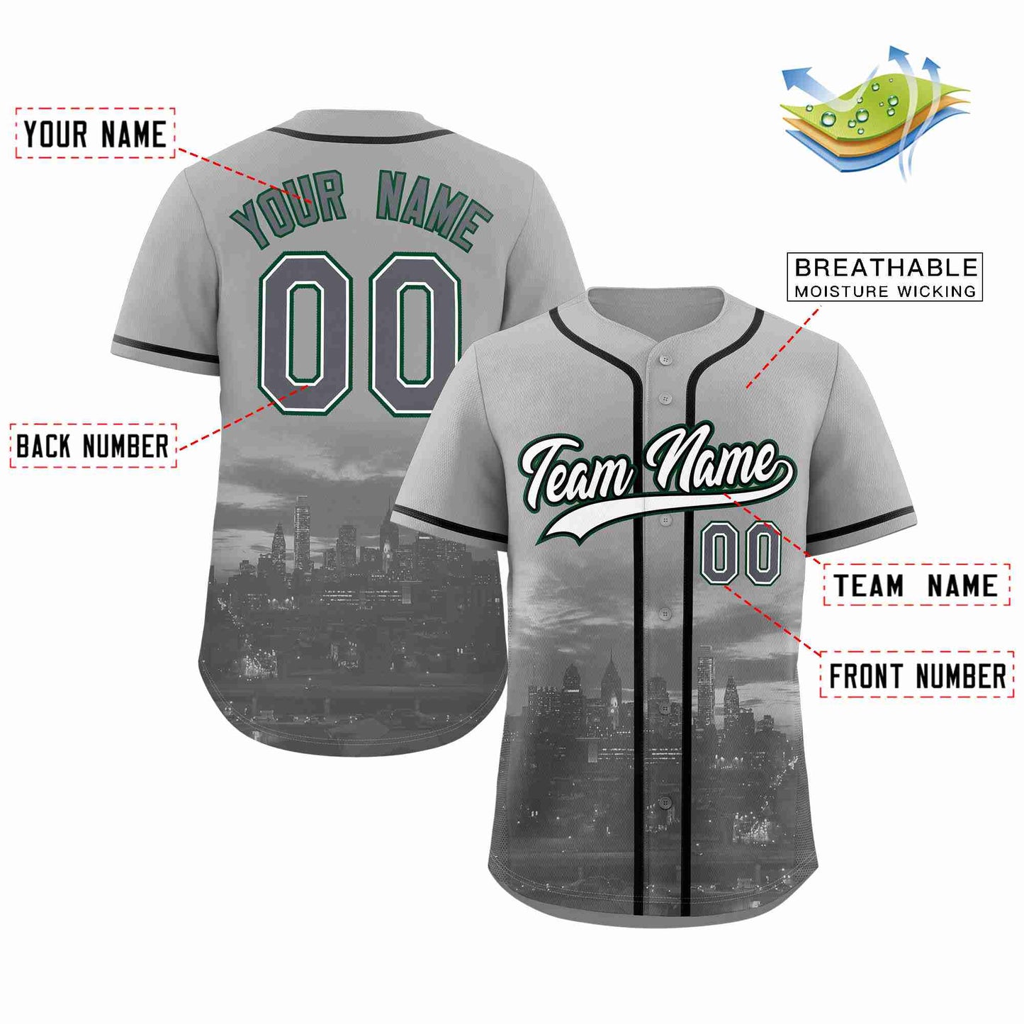 Custom Gray White-Black Philadelphia City Connect Baseball Jersey Limited