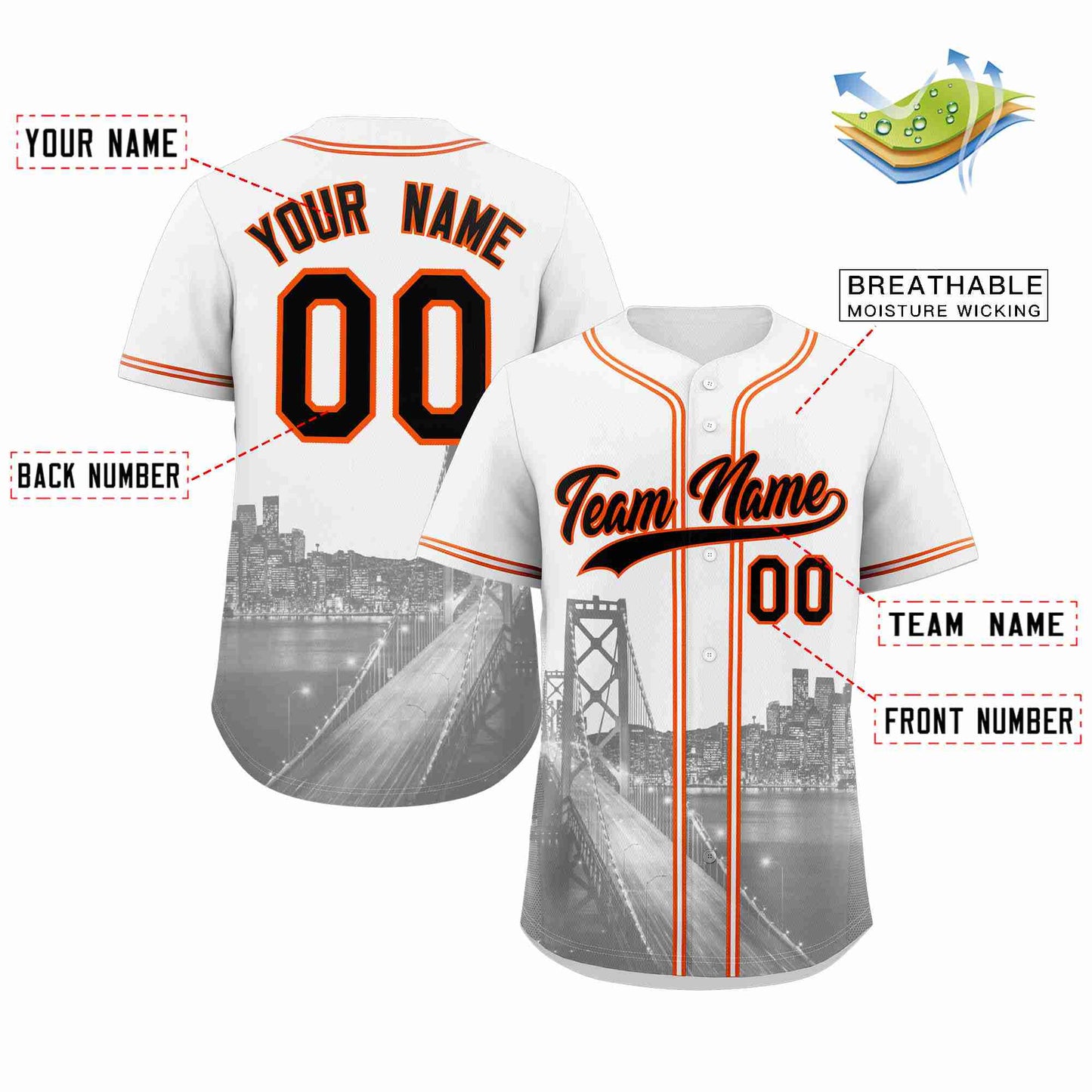 Custom White Black-Orange San Francisco City Connect Baseball Jersey Limited