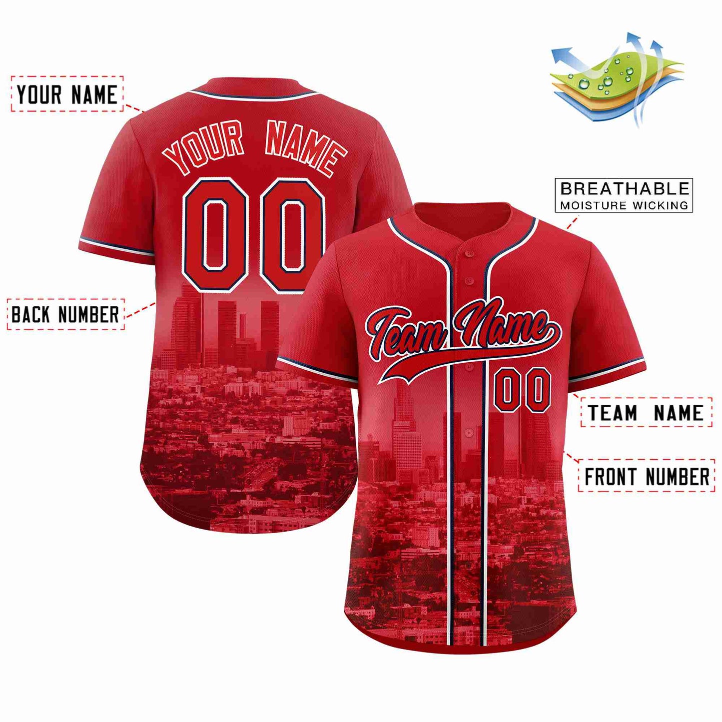 Custom Red Red-Navy Los Angeles City Connect Baseball Jersey Limited
