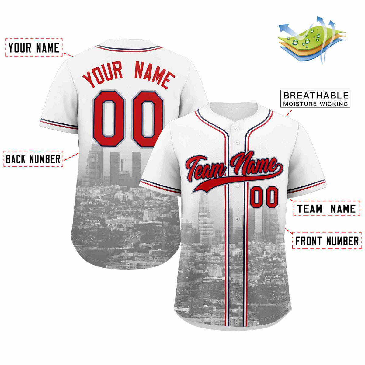 Custom White Red-Navy Los Angeles City Connect Baseball Jersey Limited