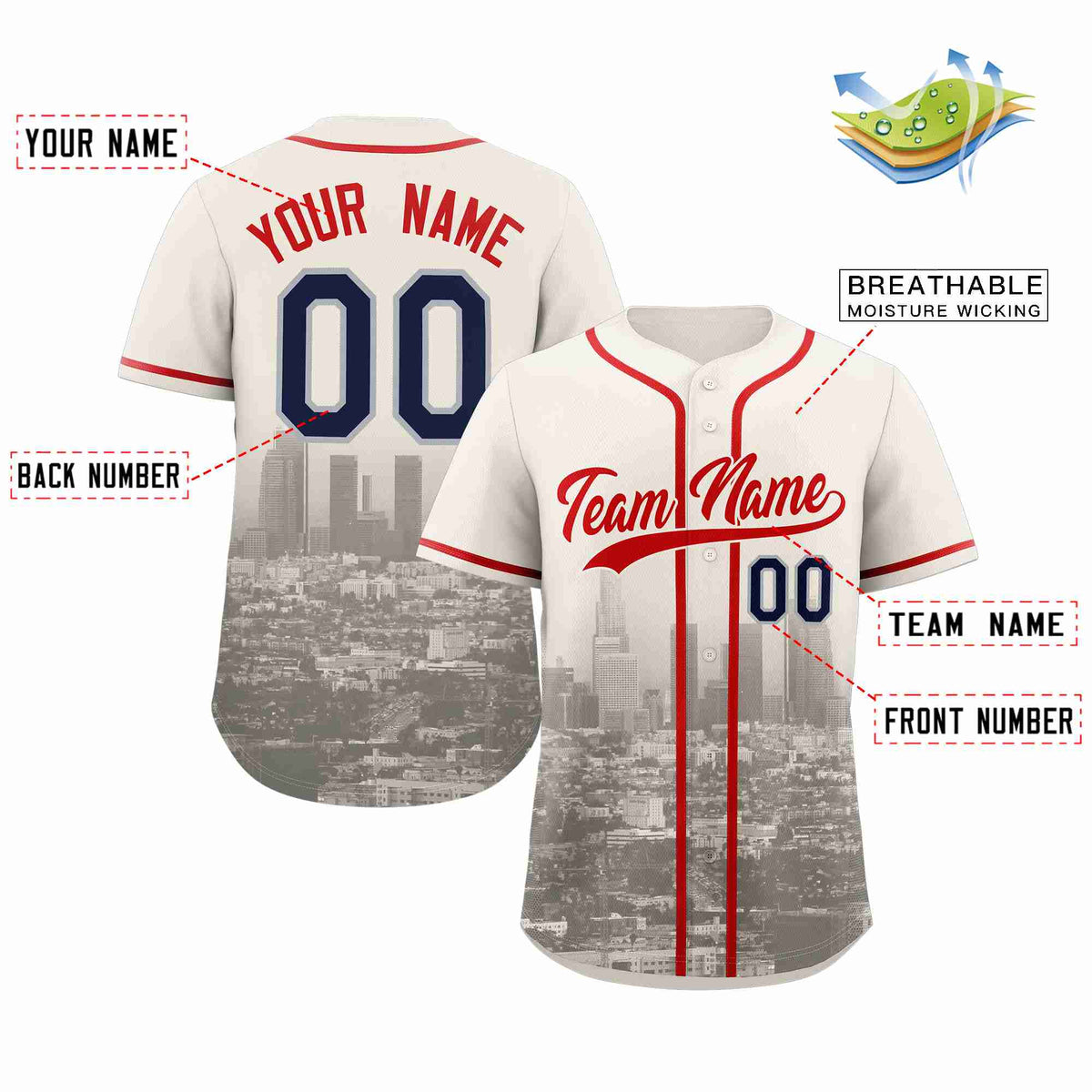 Custom Cream Red-Khaki Los Angeles City Connect Baseball Jersey Limited