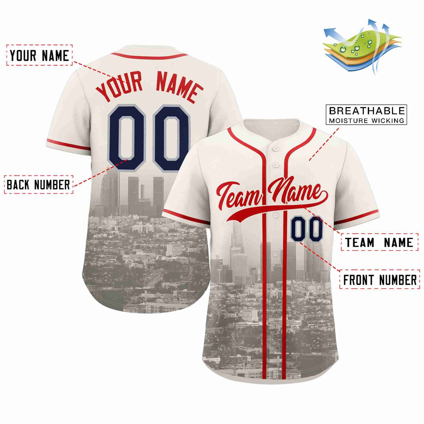 Custom Cream Red-Khaki Los Angeles City Connect Baseball Jersey Limited