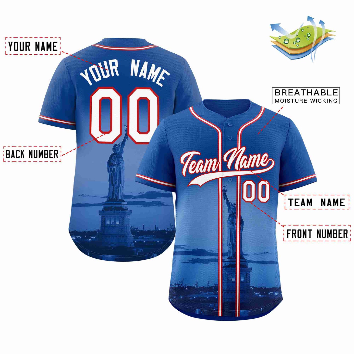 Custom Royal White-Red New York City Connect Baseball Jersey Limited