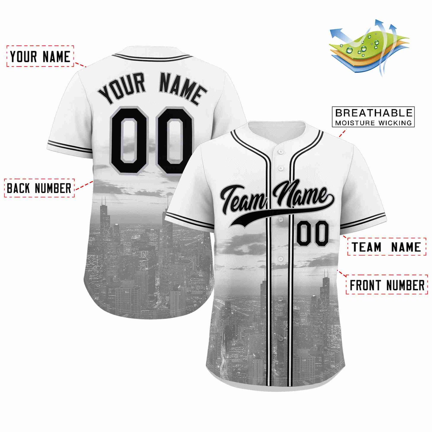 Custom White Black-Gray Chicago City Connect Baseball Jersey Limited