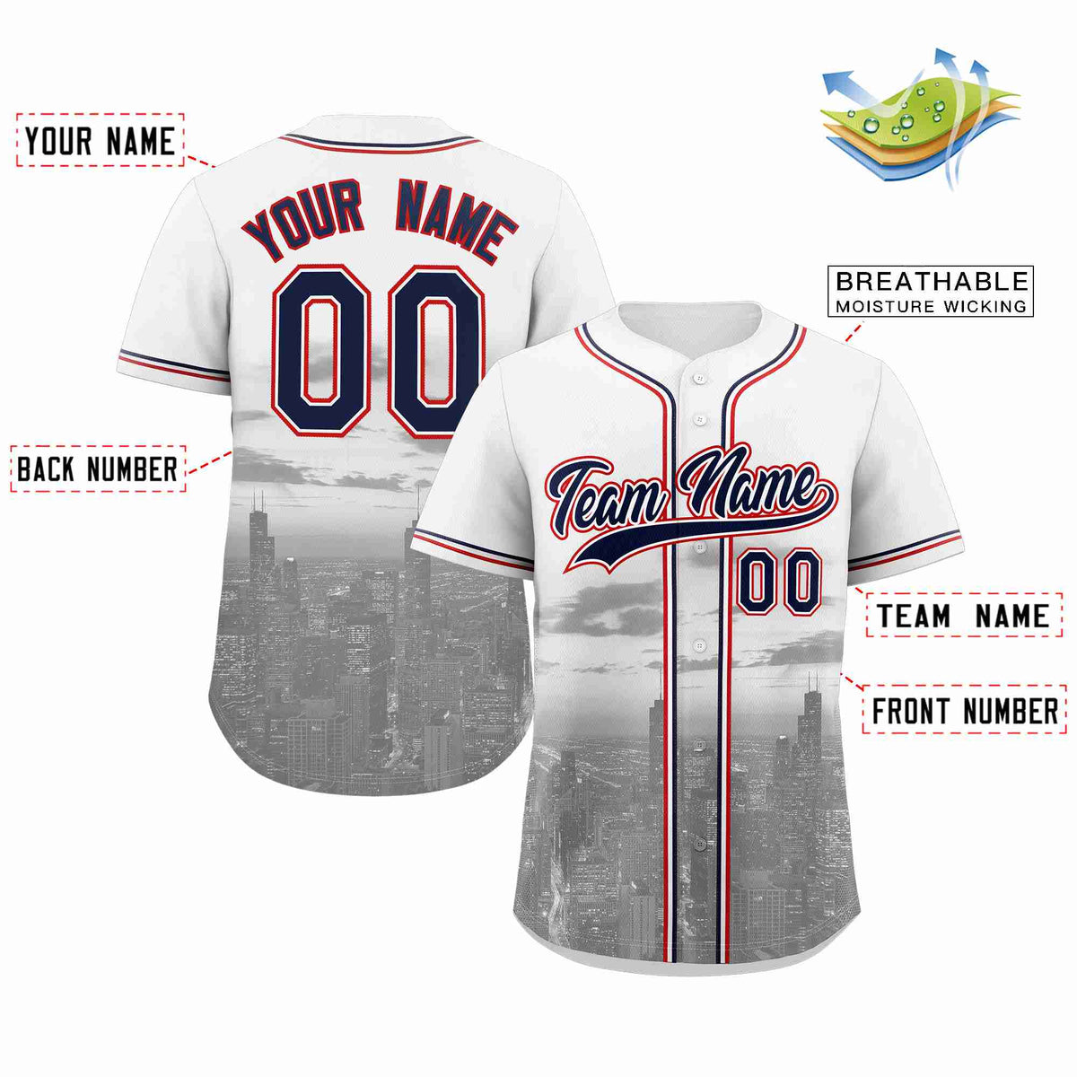 Custom White Navy-White Chicago City Connect Baseball Jersey Limited